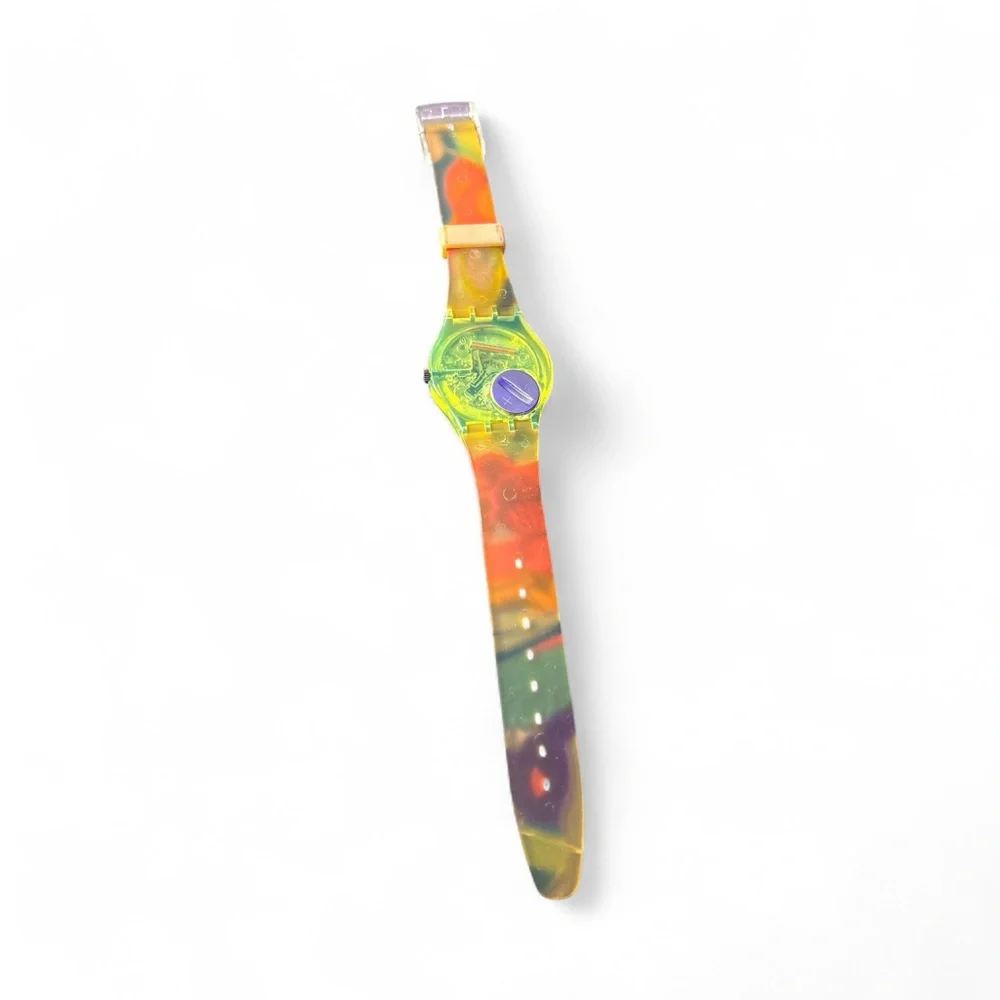 Vintage Swatch Men’s Robin Colorful Comic Silicone Watch 1990 Unisex Y2K